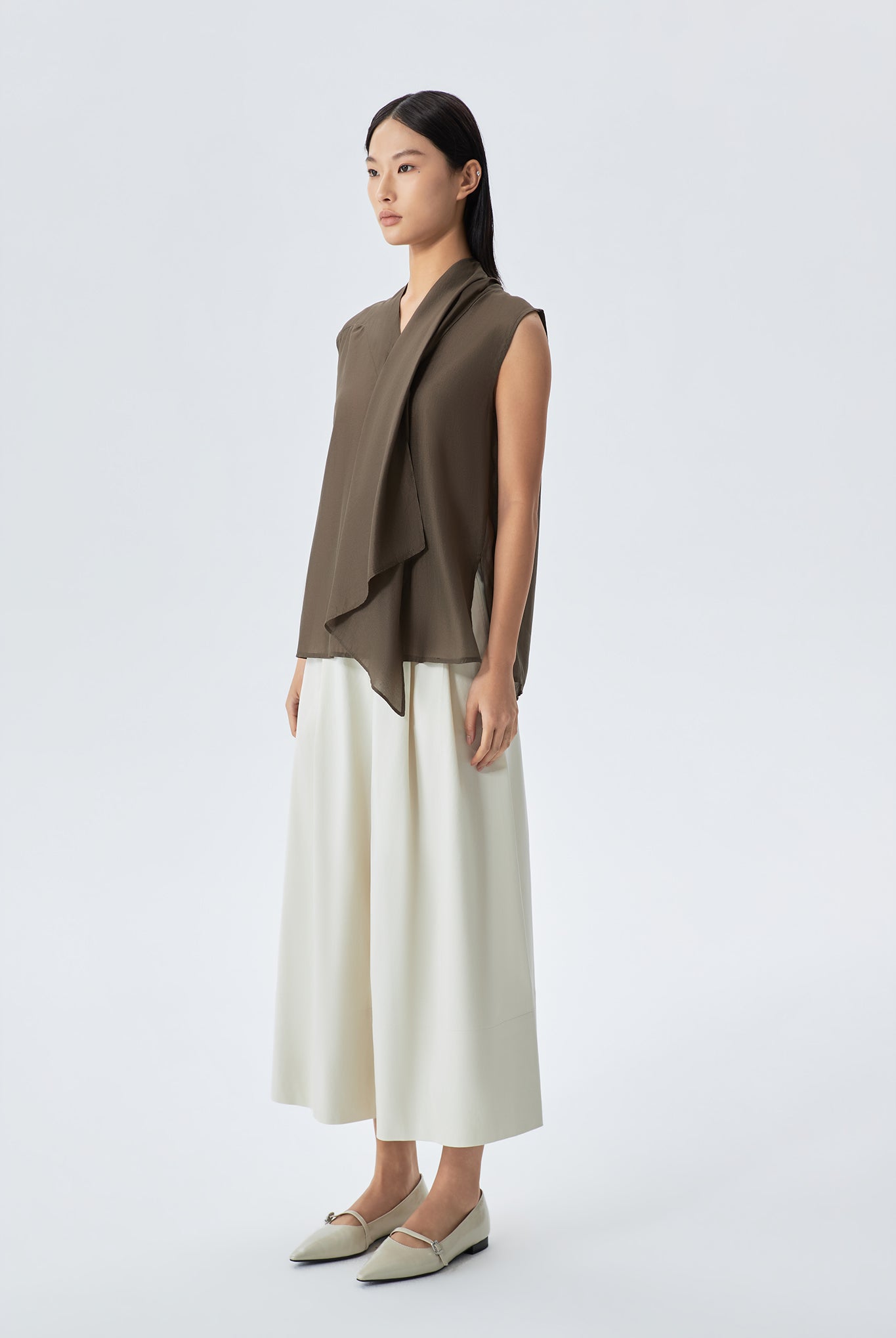 Clara Front-Drape Sleeveless Top