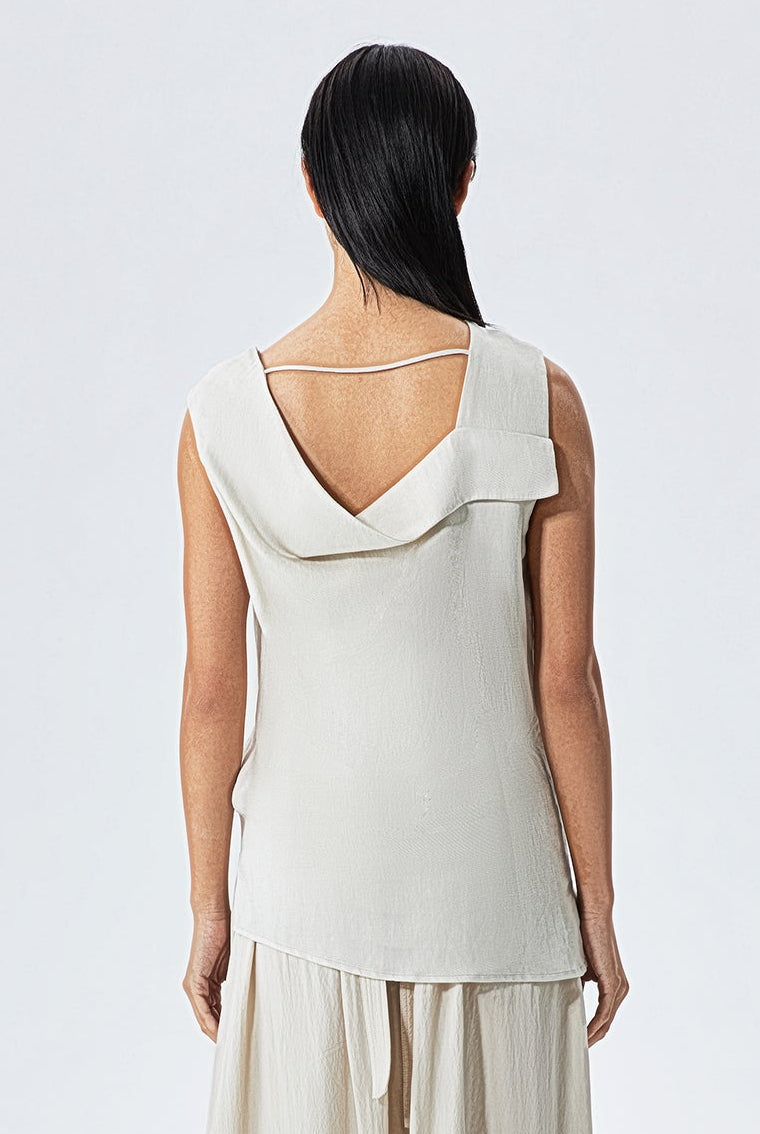 Talia  Back Panel draping Linen Top