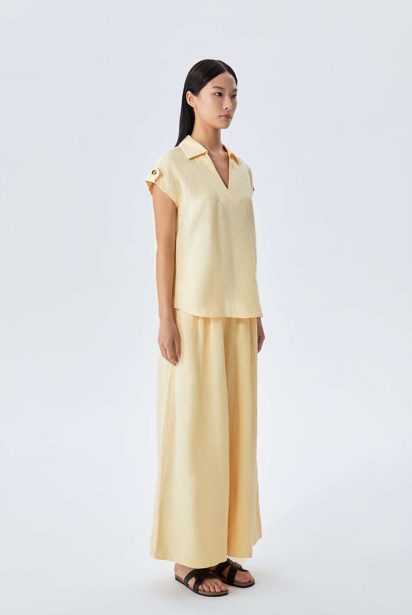 Millie Linen Sleeveless Collar Shirt