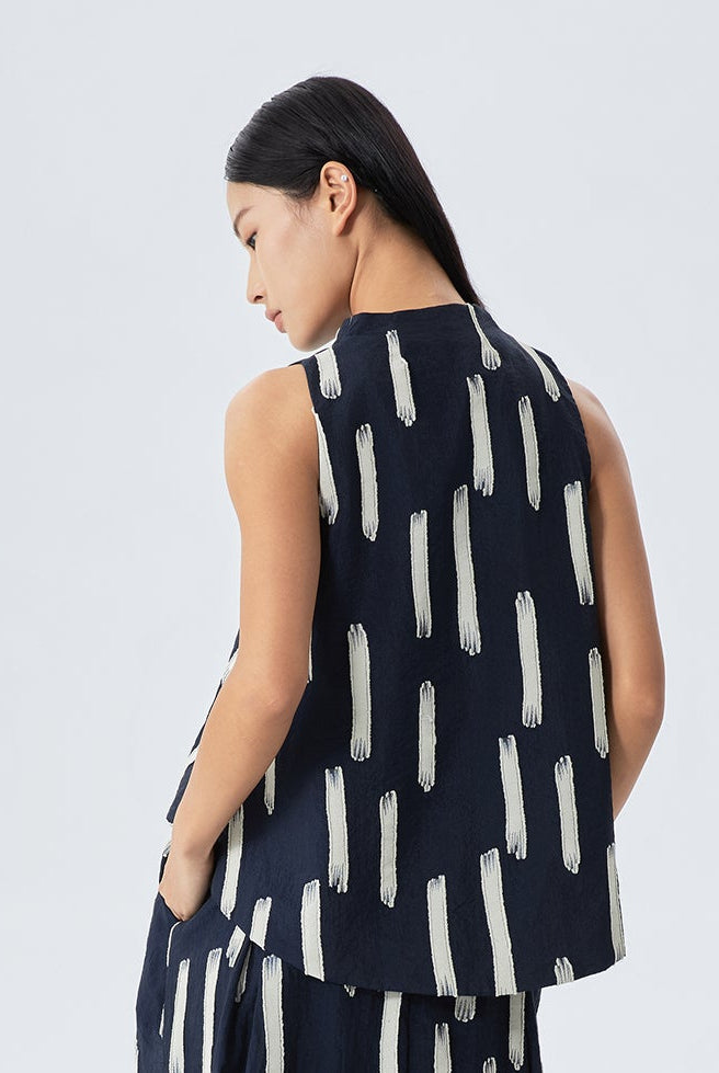 Thea Brush-stroke Lined Shell Top