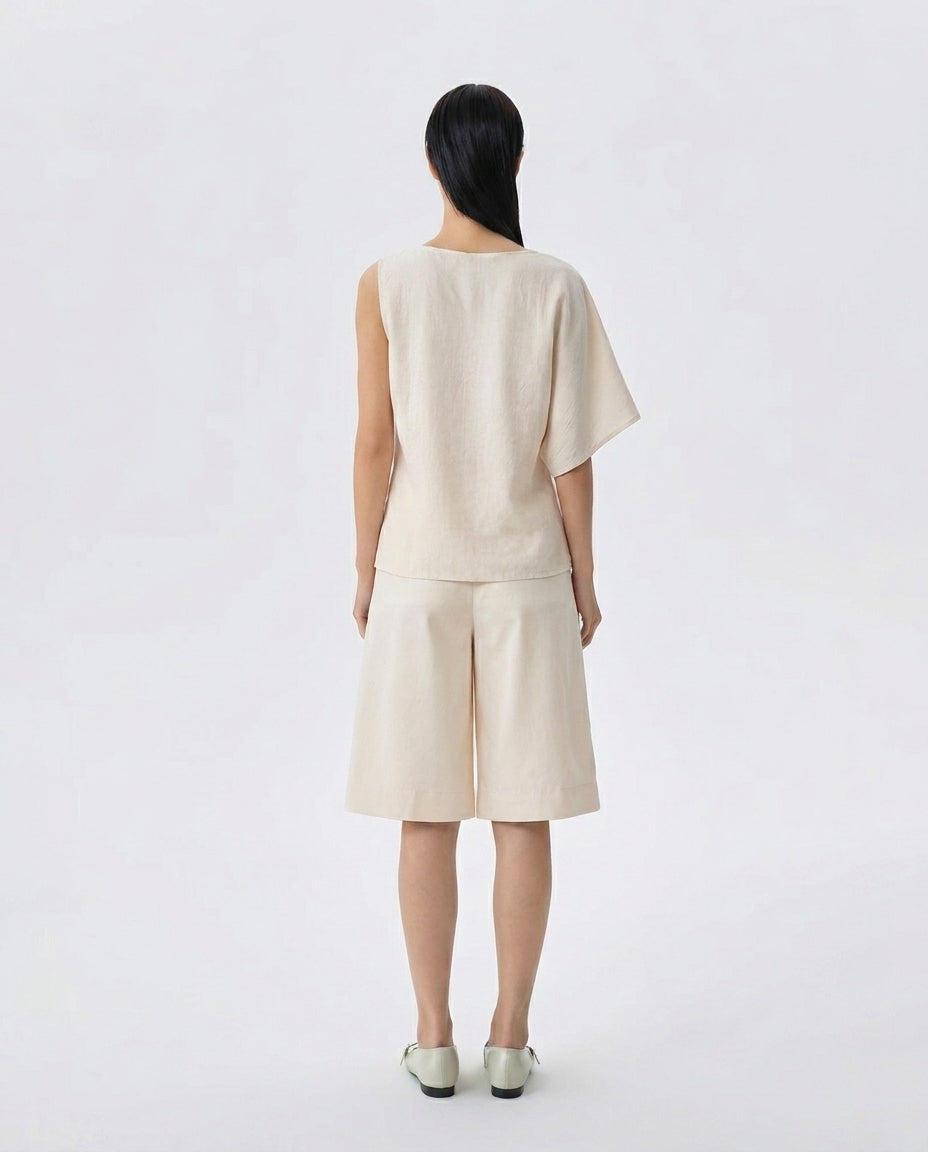 Eleanor Draped Shoulder Boxy Blouse
