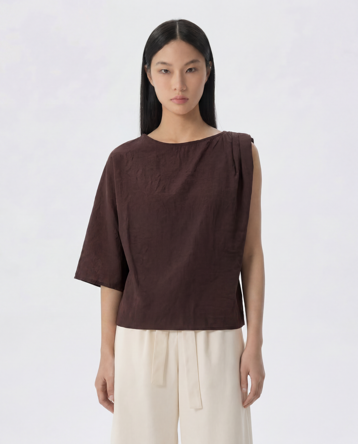 Eleanor Draped Shoulder Boxy Blouse