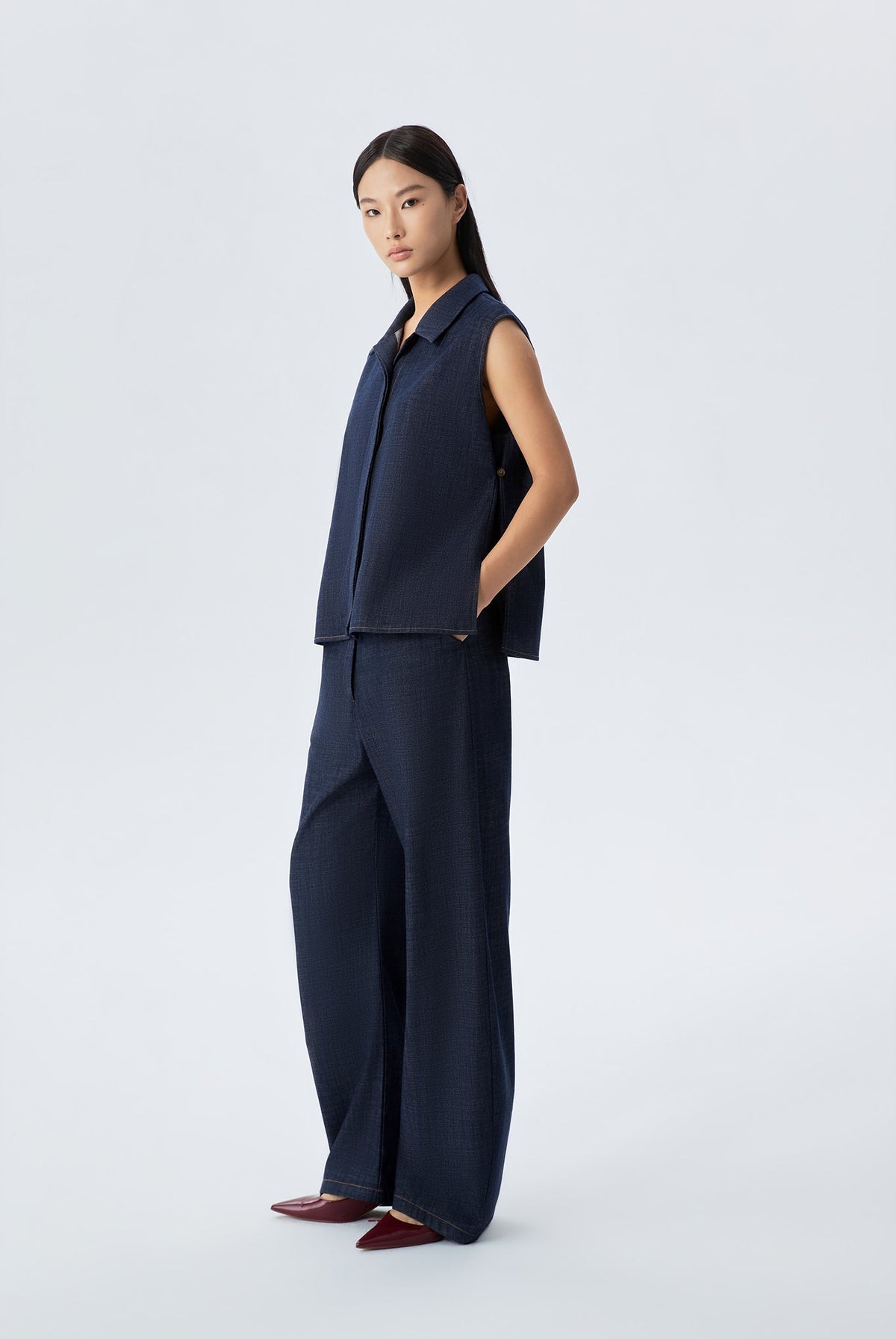 Hazel Denim Sleeveless Shirt