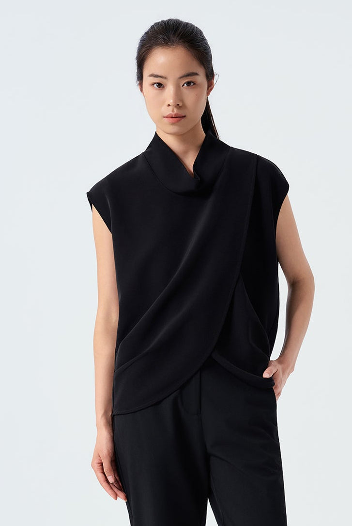 Casey Sleeveless Draped Cowl-Neck Top