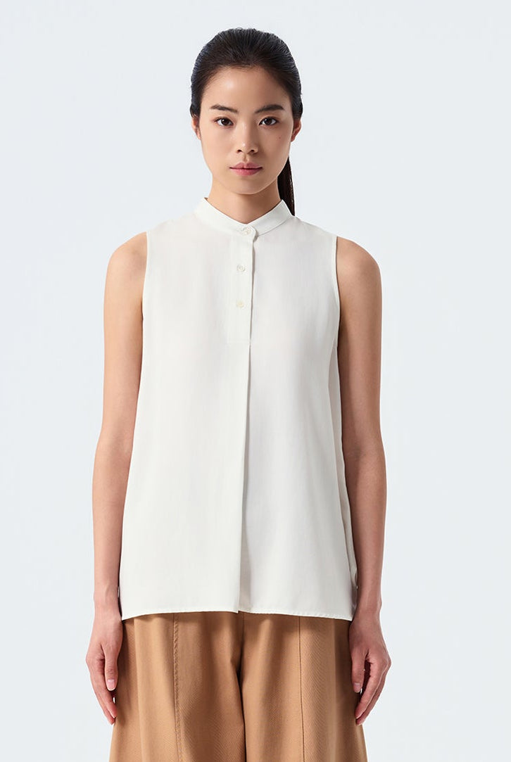 Elias Mandarin Collar Sleeveless Top