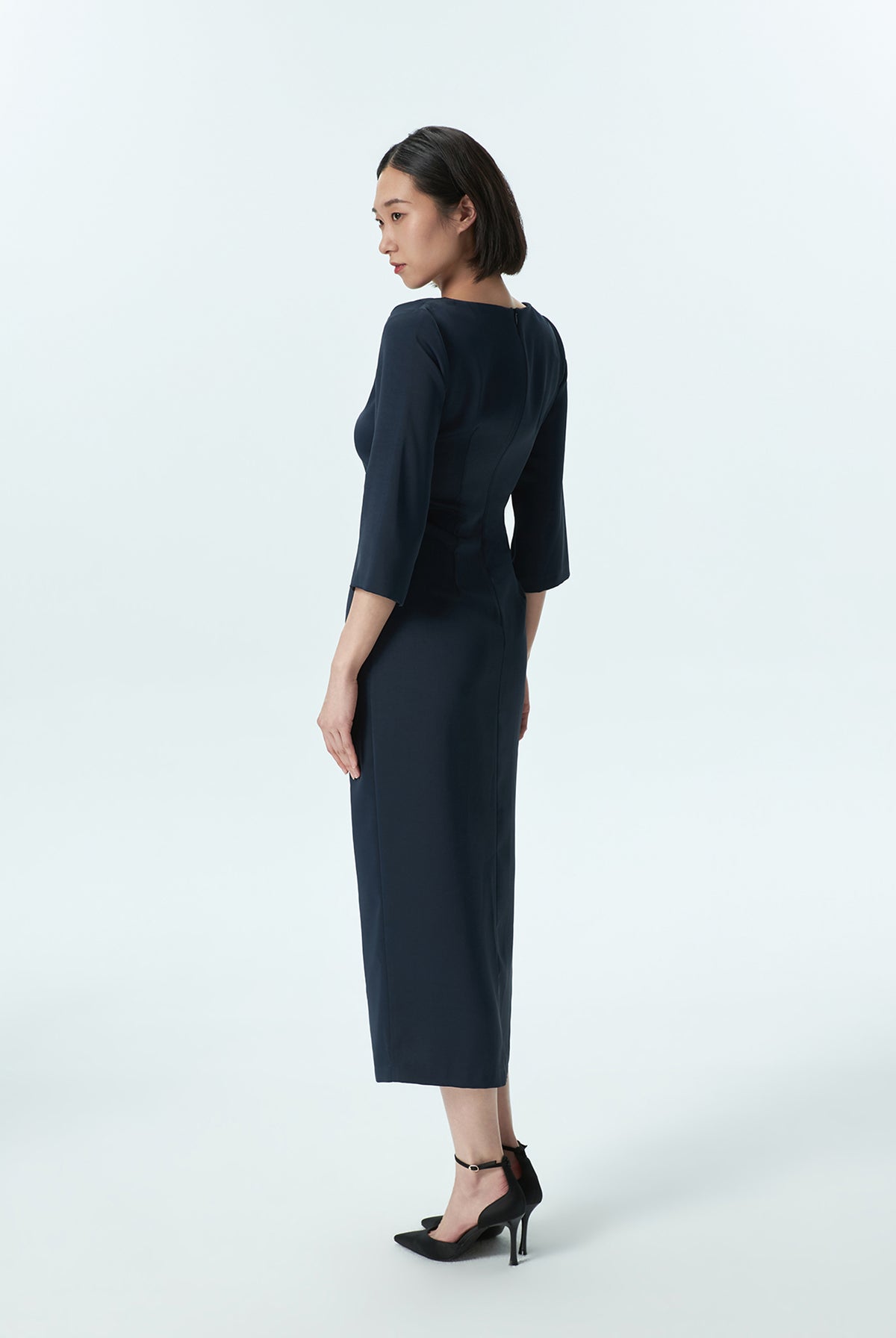 Front Drape Midi Dress