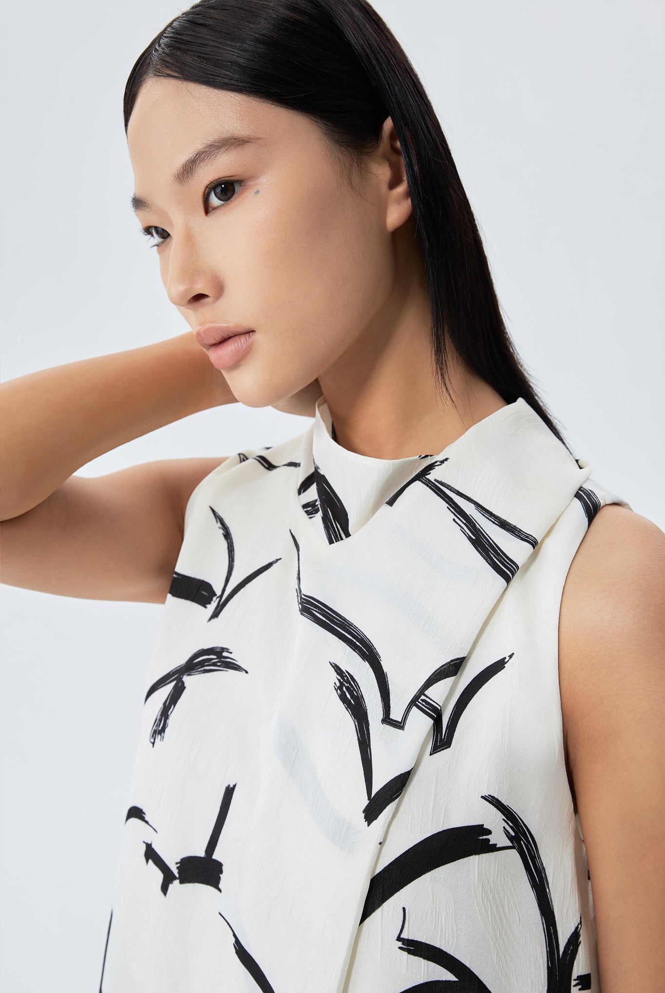 Billi Printed Round Neck Trapeze Dress