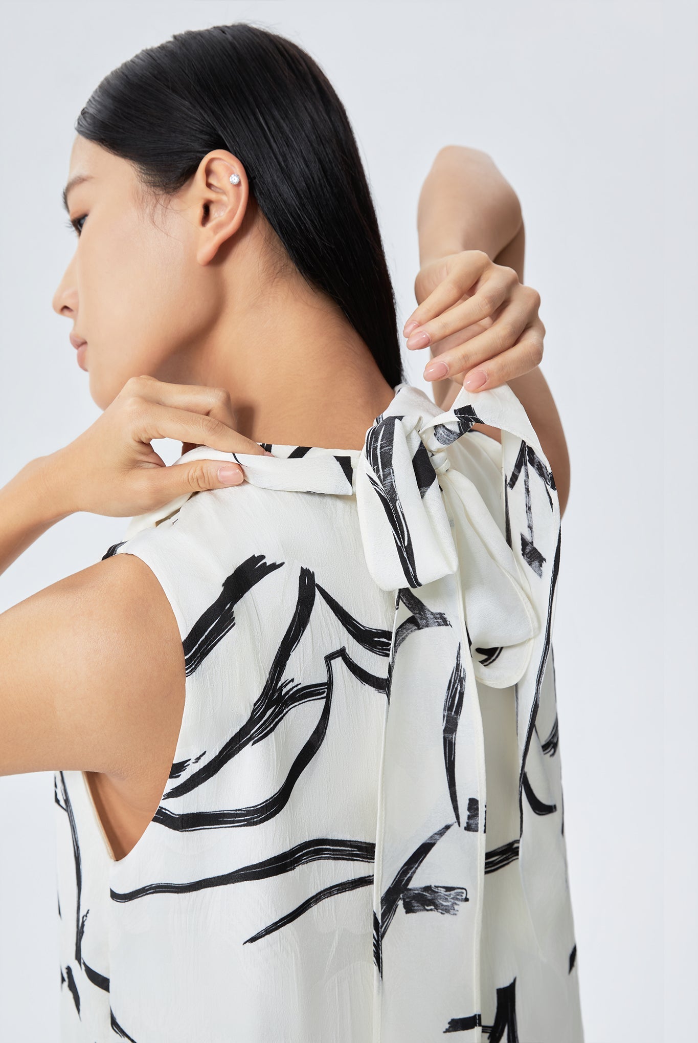 Billi Printed Round Neck Trapeze Dress