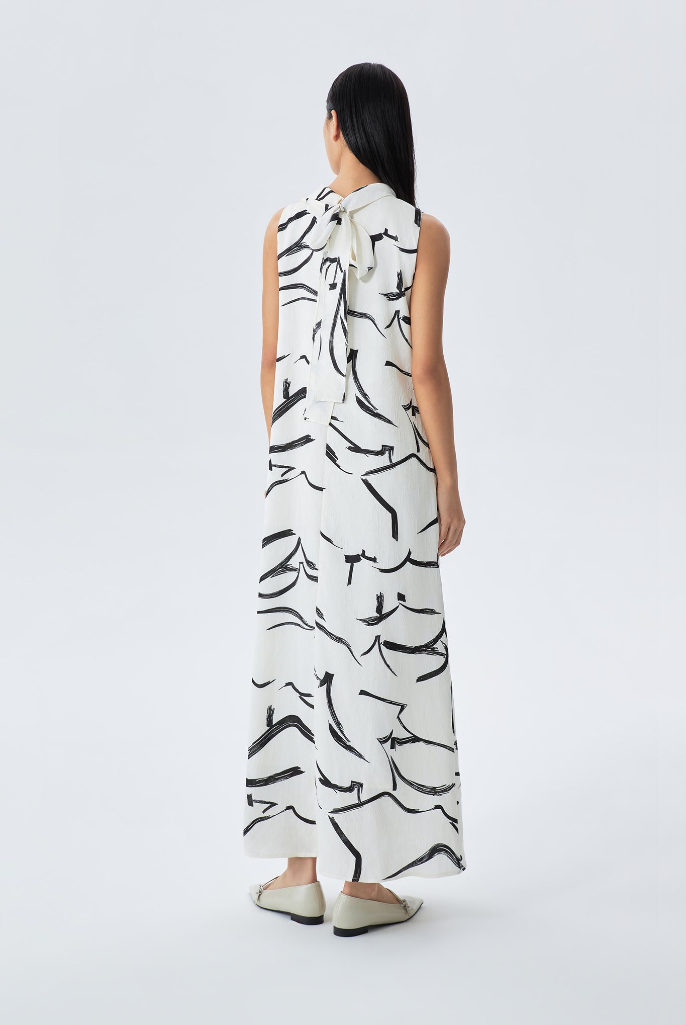 Billi Printed Round Neck Trapeze Dress