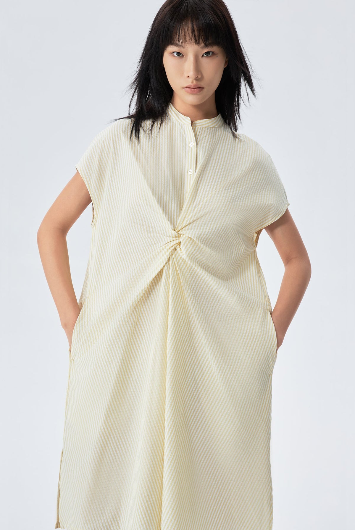 Lydia Twist-Front Sleeveless Dress