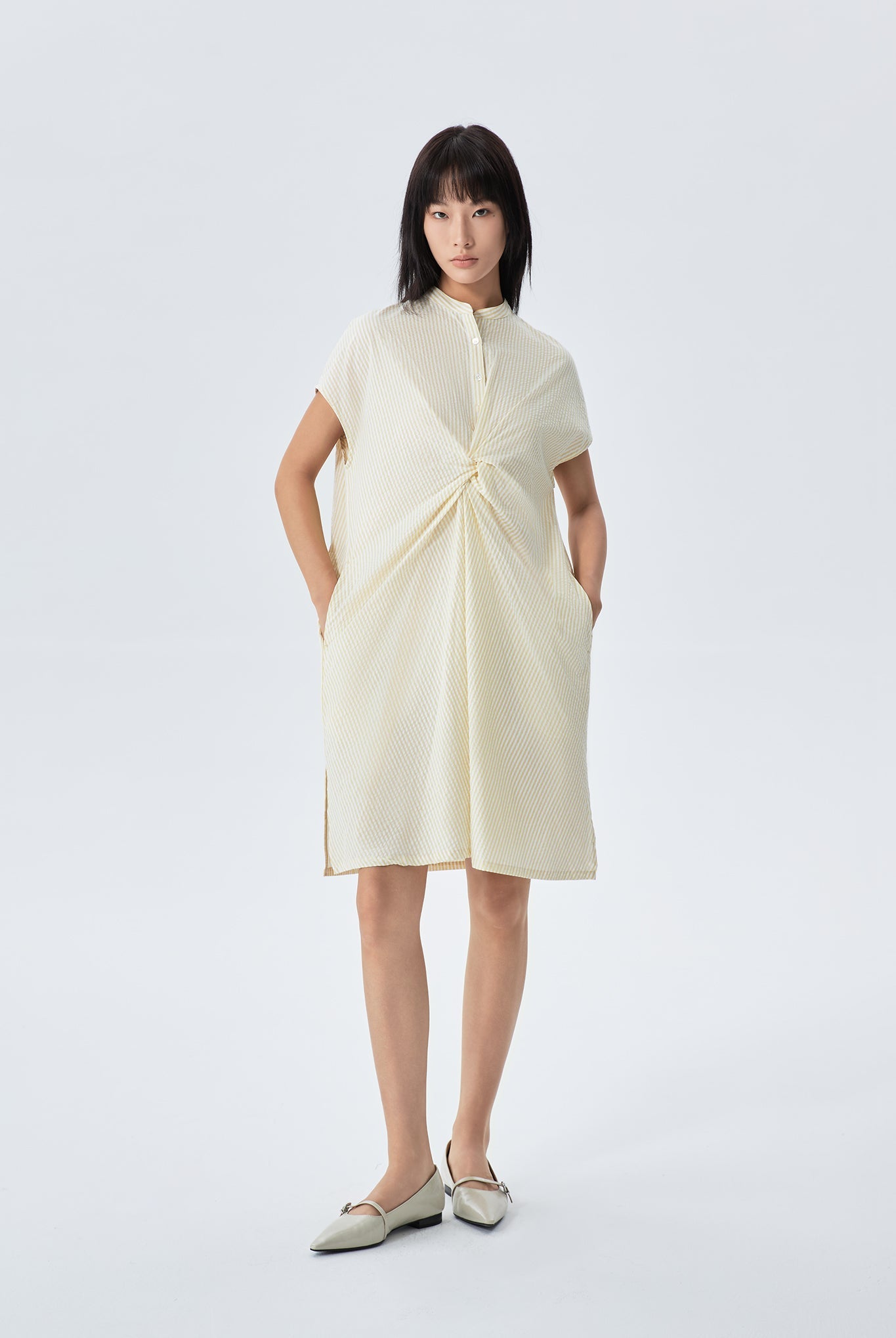 Lydia Twist-Front Sleeveless Dress