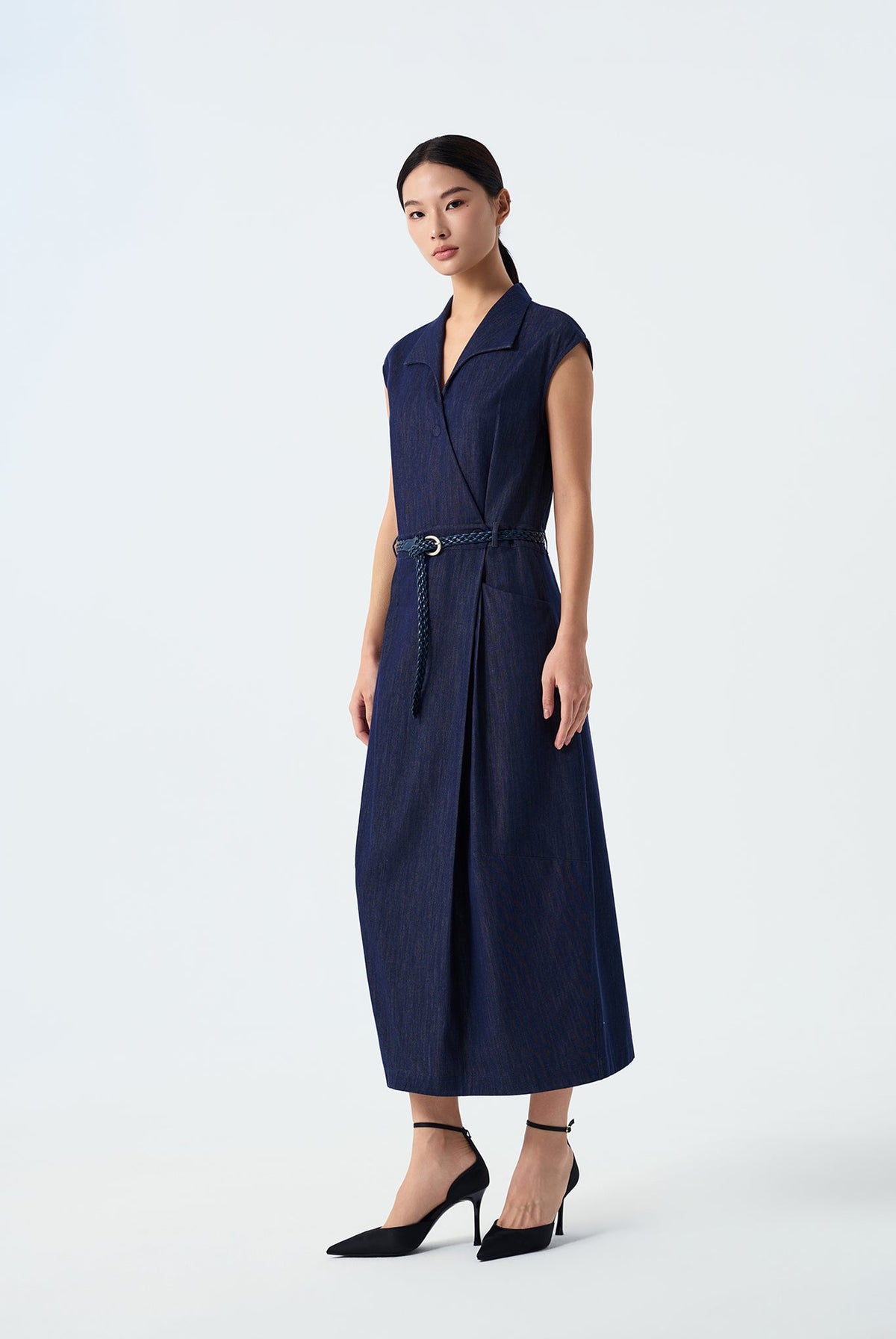 Jade Belted Lyocell Denim Dress