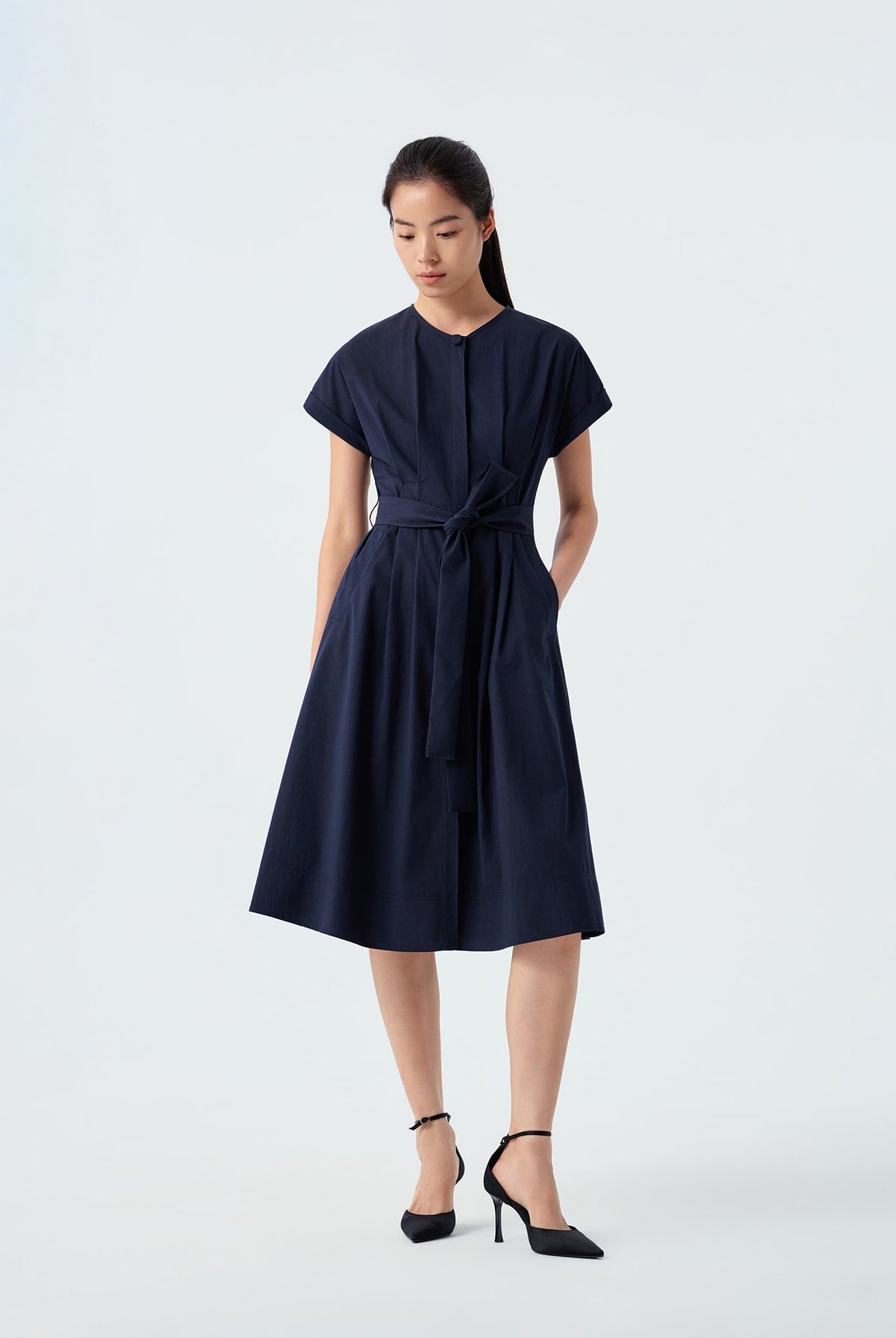 Annie Pleated Cap Sleeved Dress