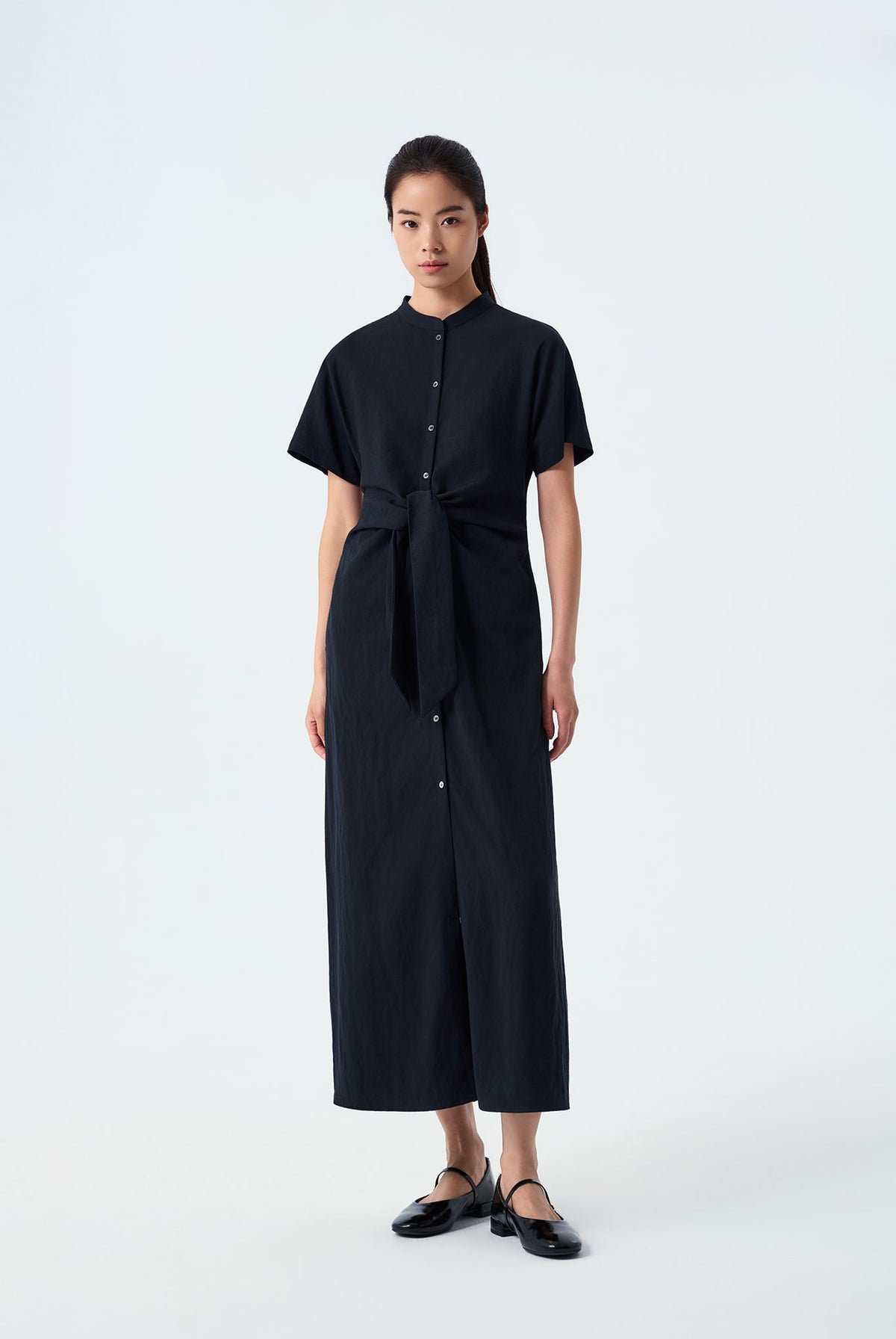 Dior Front Waist-Knot Shirt Dress