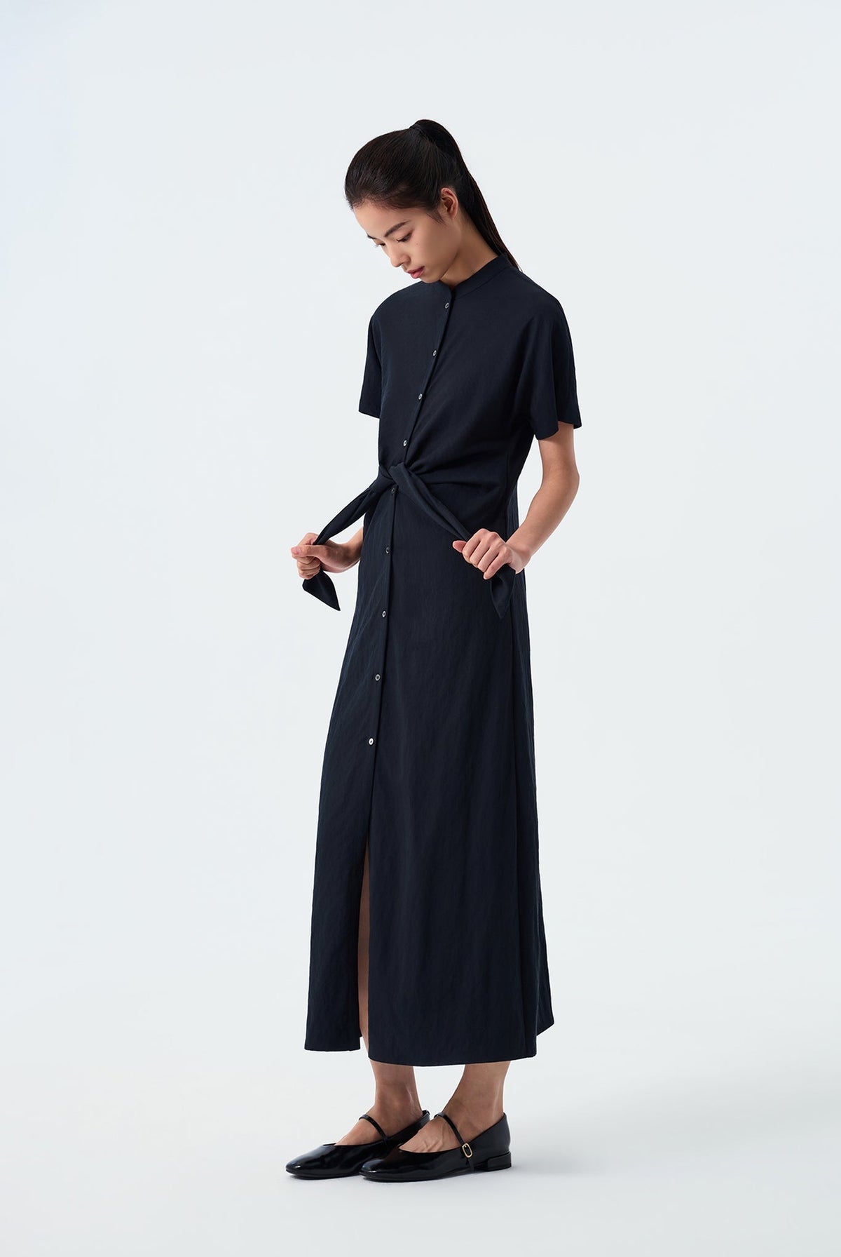 Dior Front Waist-Knot Shirt Dress