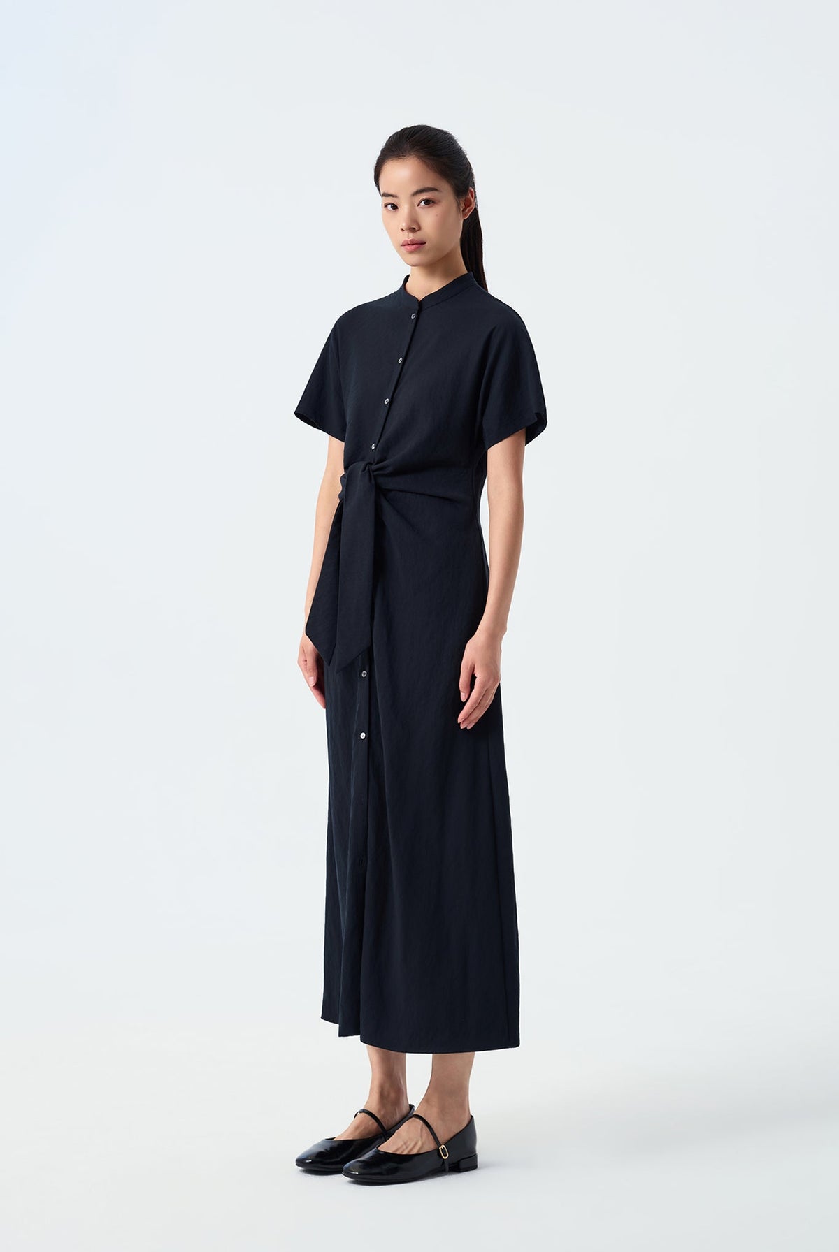 Dior Front Waist-Knot Shirt Dress