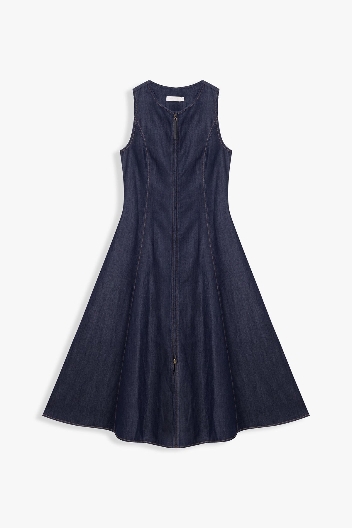 Noelle Front-Zip A-Line Midi Dress