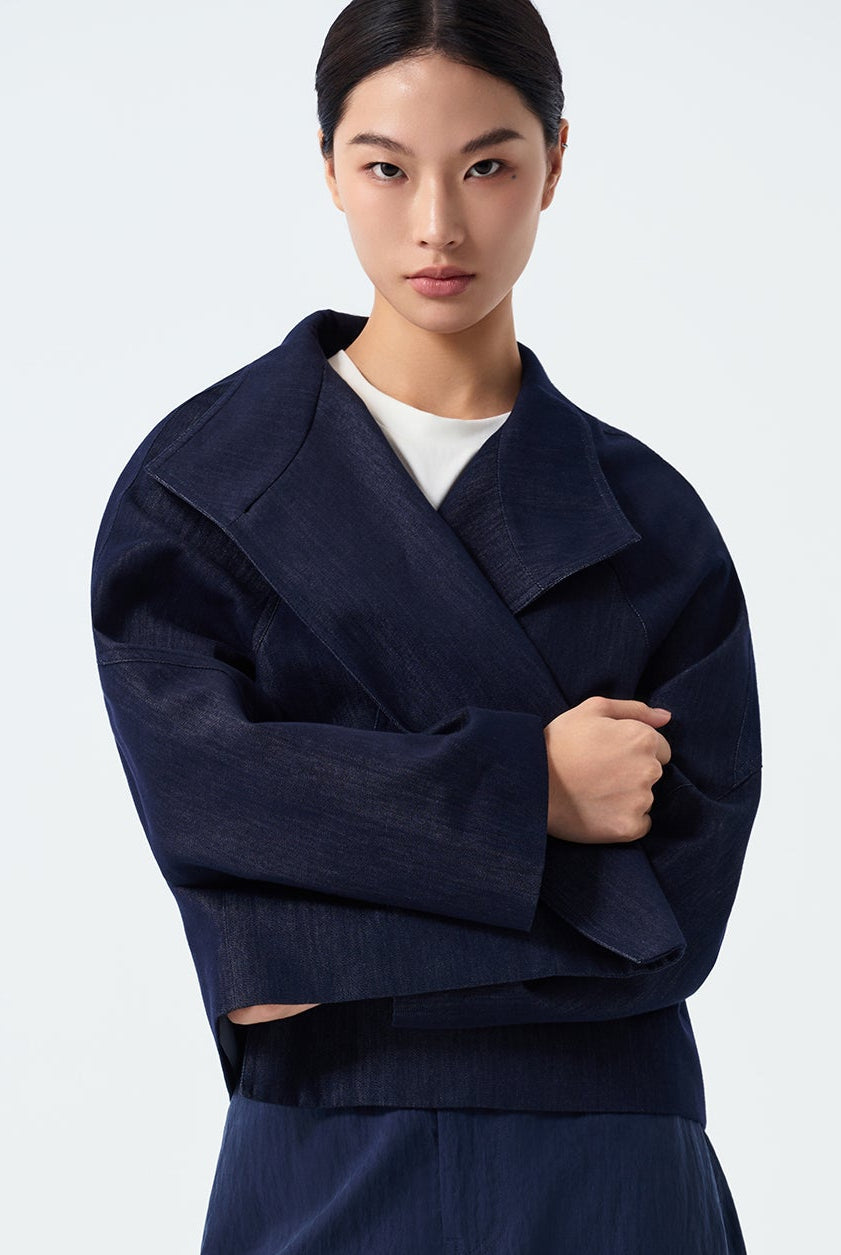 Alina Audrey High Neck Denim Jacket