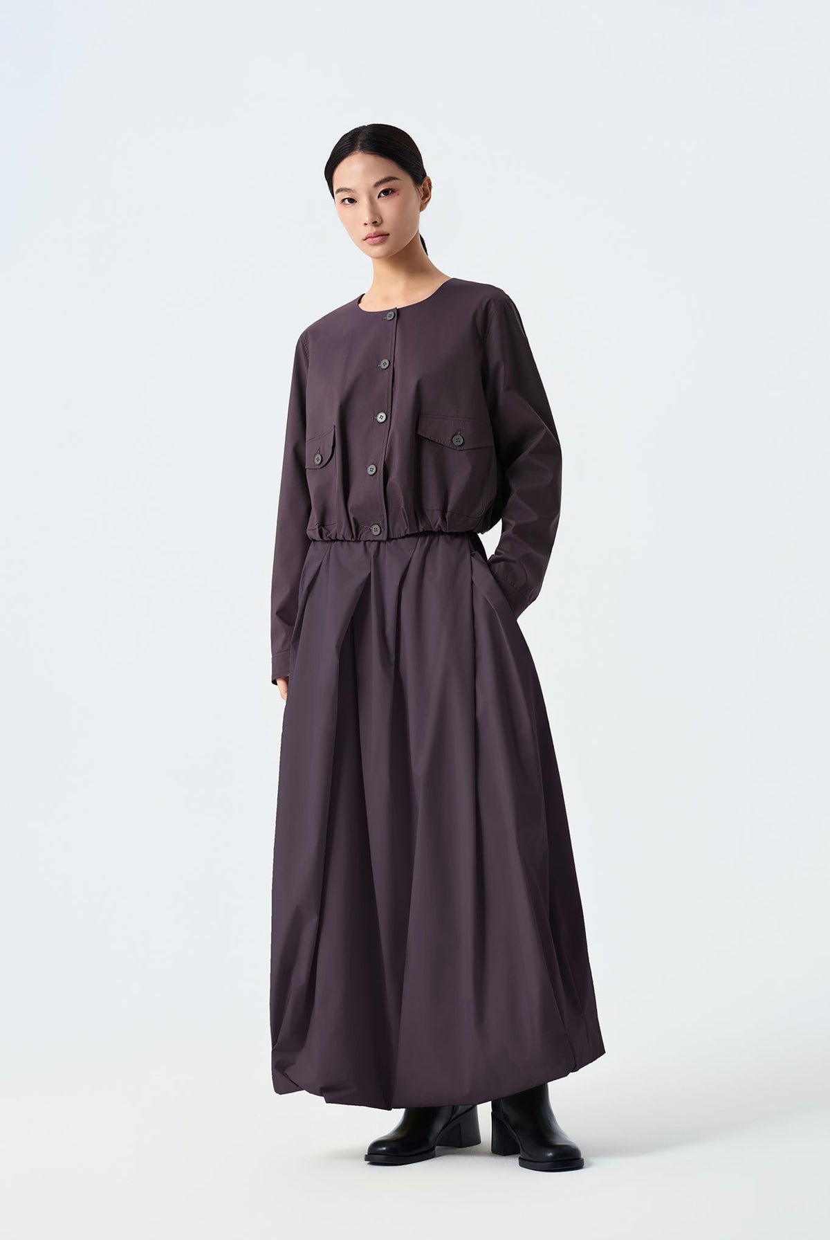 Kade Collarless Cropped Utility Jacket