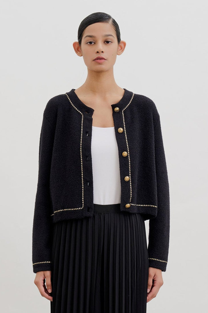 Chain Trim Knit Cardigan