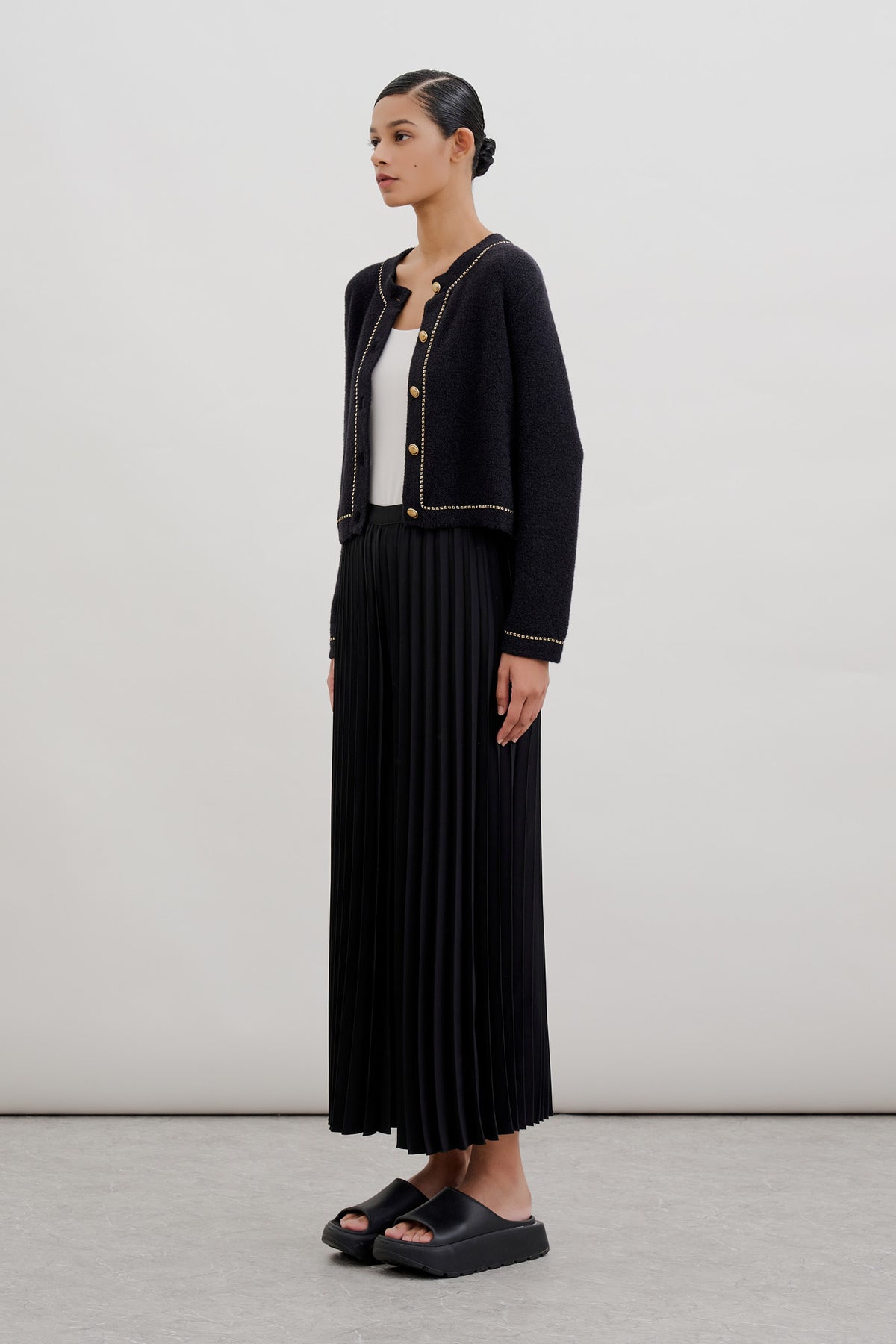 Chain Trim Knit Cardigan