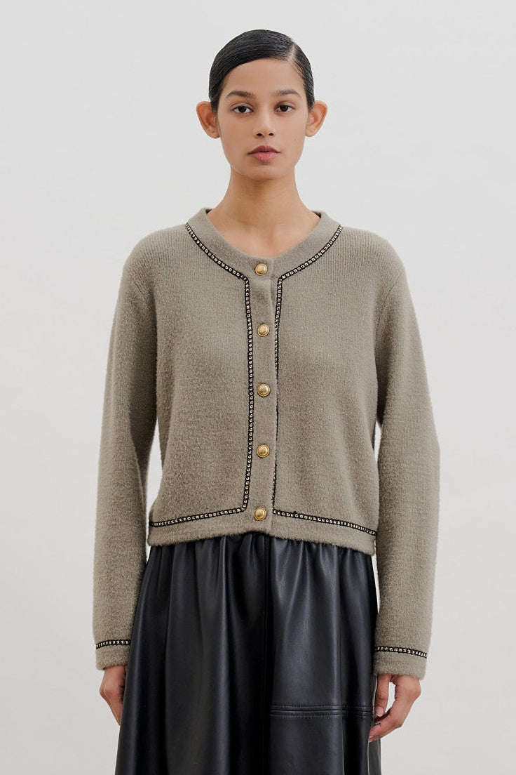 Chain Trim Knit Cardigan