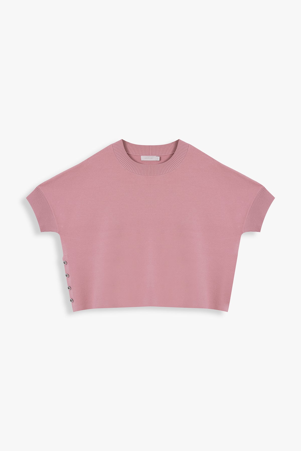 Decorative-Button Knit Top