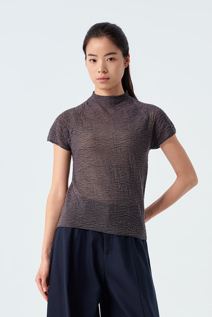 Milan Textured Mock-Neck Top