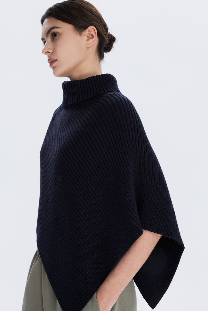 Asymmetric Sweater Knit Cape – MONOLOQ - Main Image