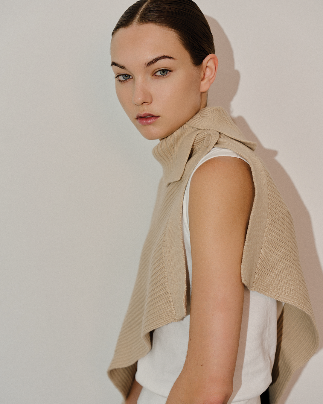 Asymmetric Sweater Knit Cape
