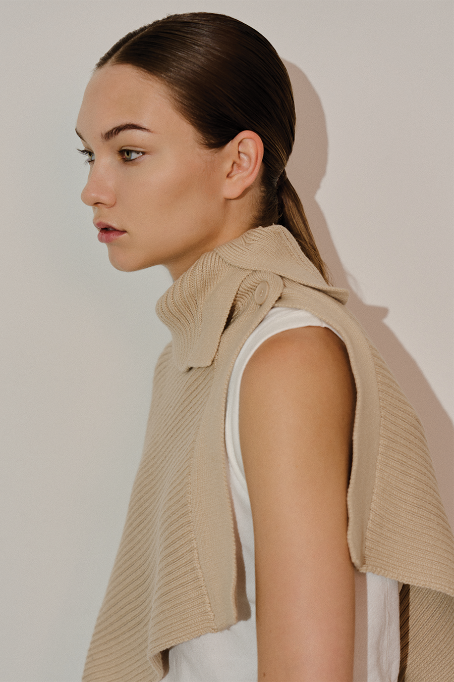 Asymmetric Sweater Knit Cape