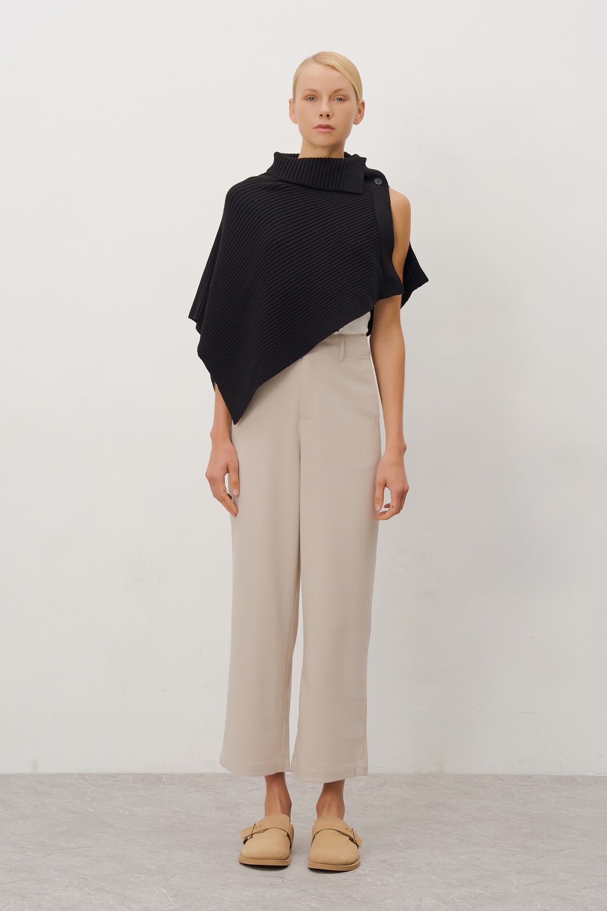 Asymmetric Sweater Knit Cape