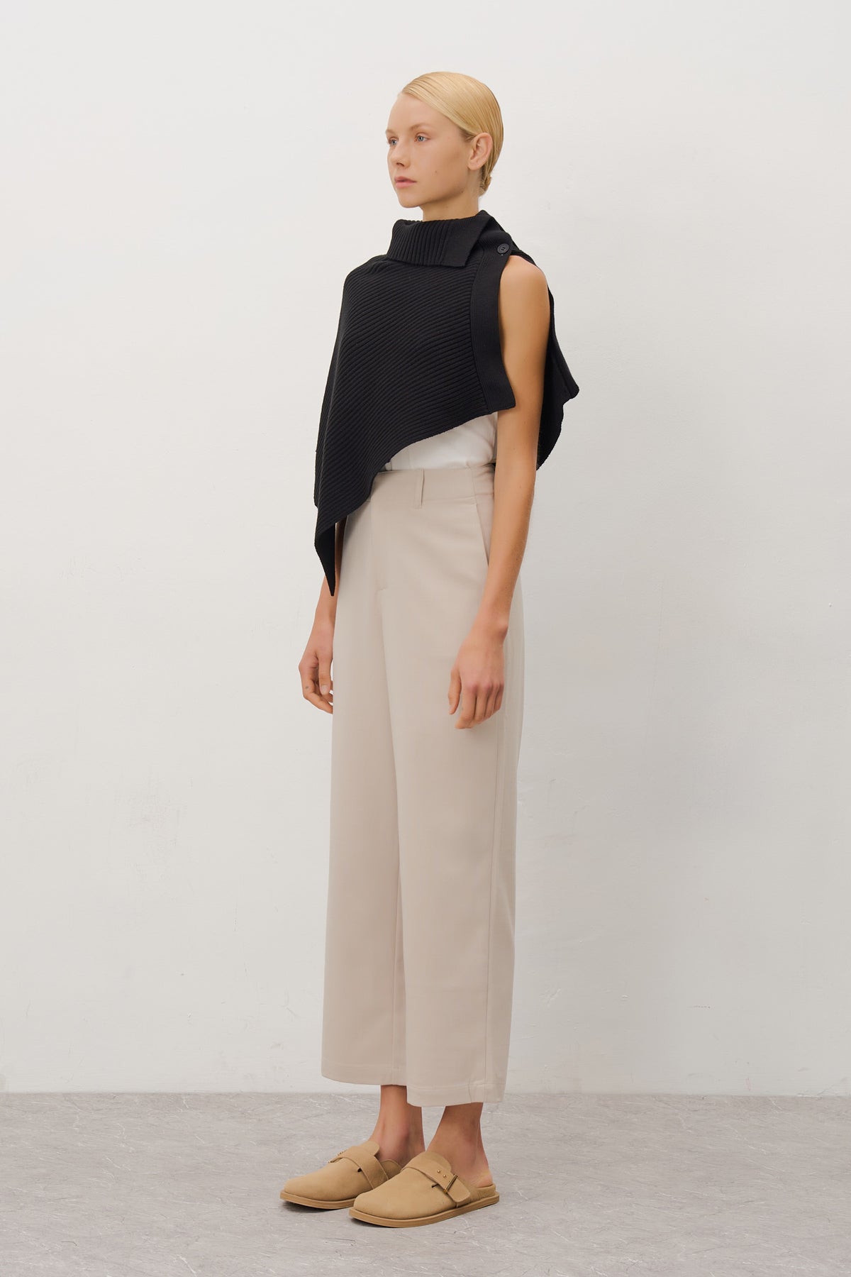 Asymmetric Sweater Knit Cape