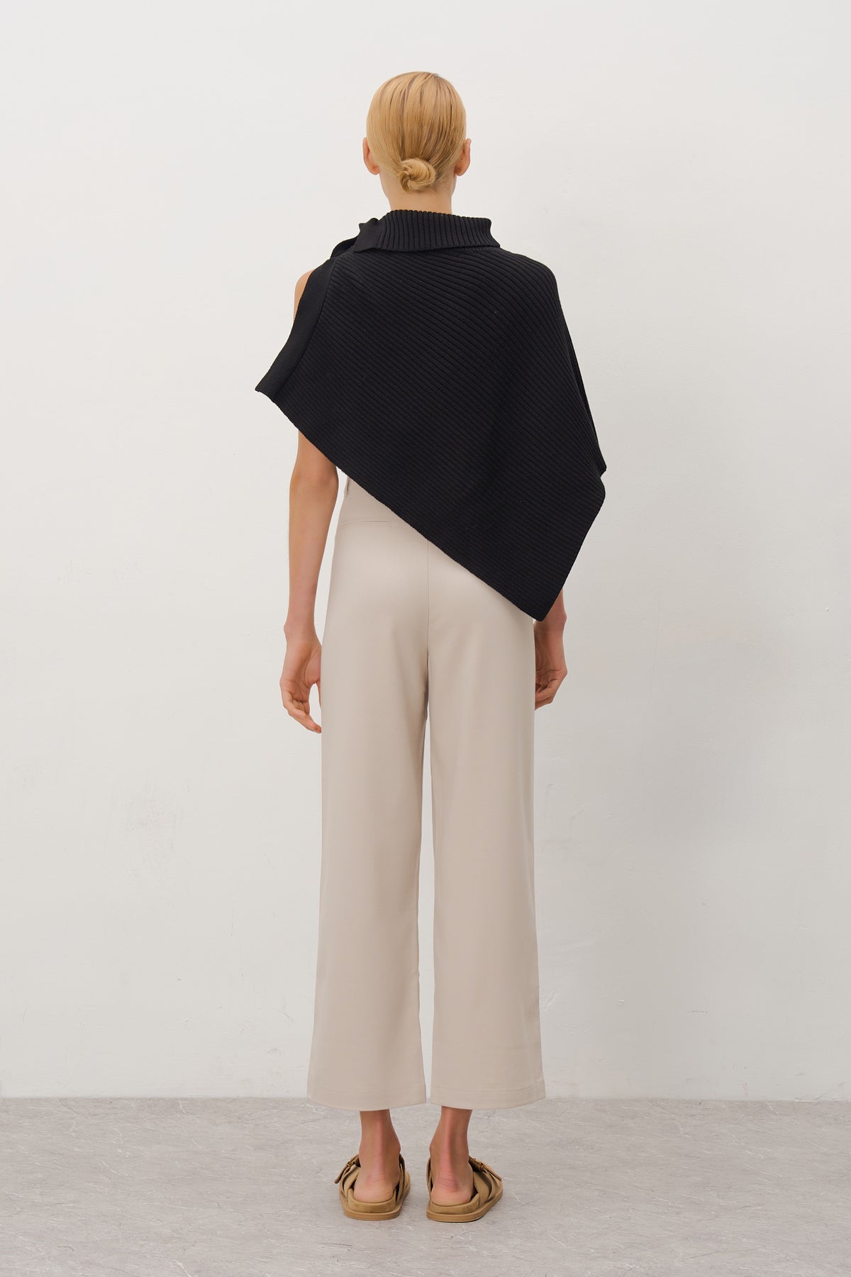 Asymmetric Sweater Knit Cape