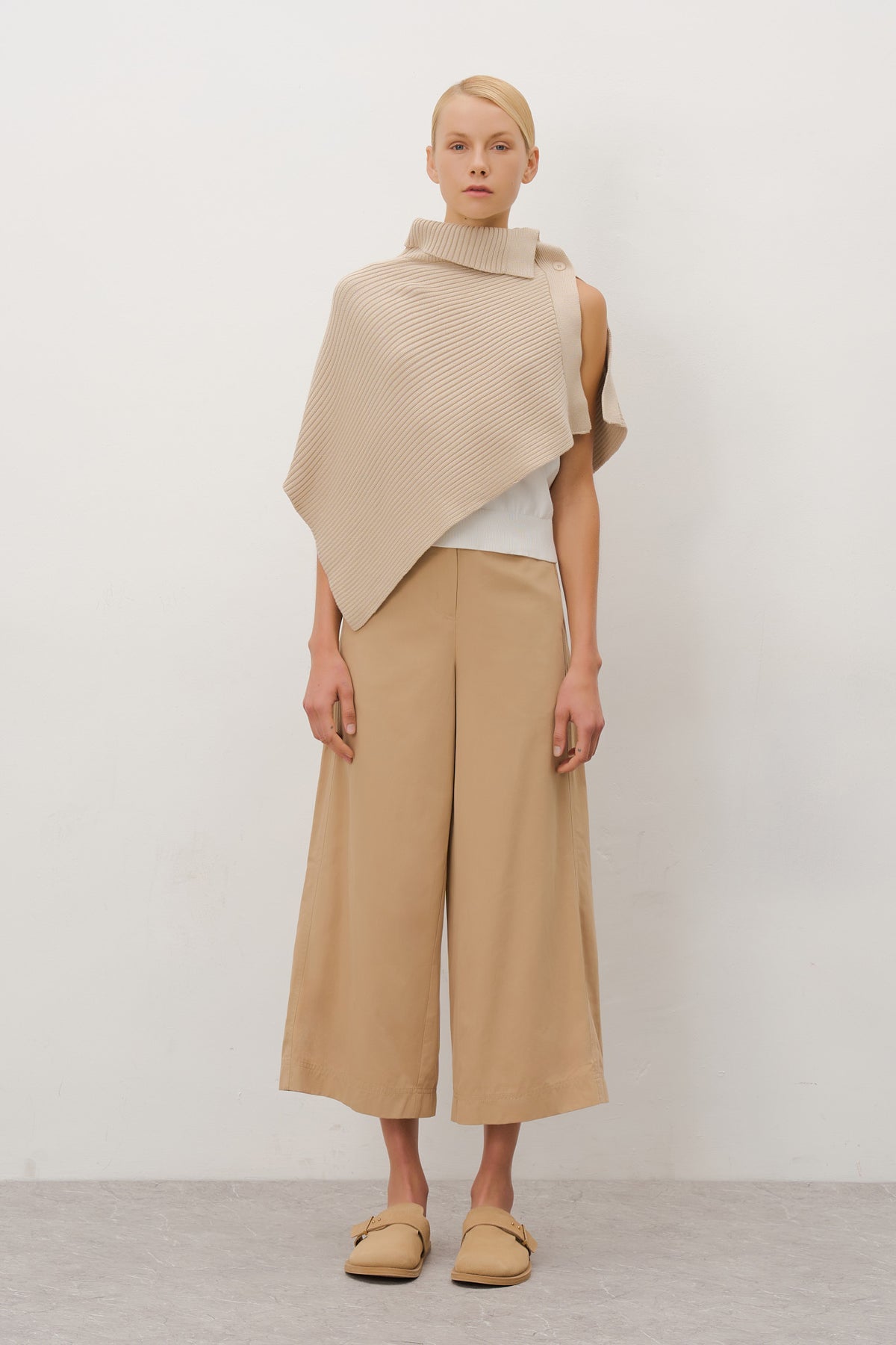 Asymmetric Sweater Knit Cape