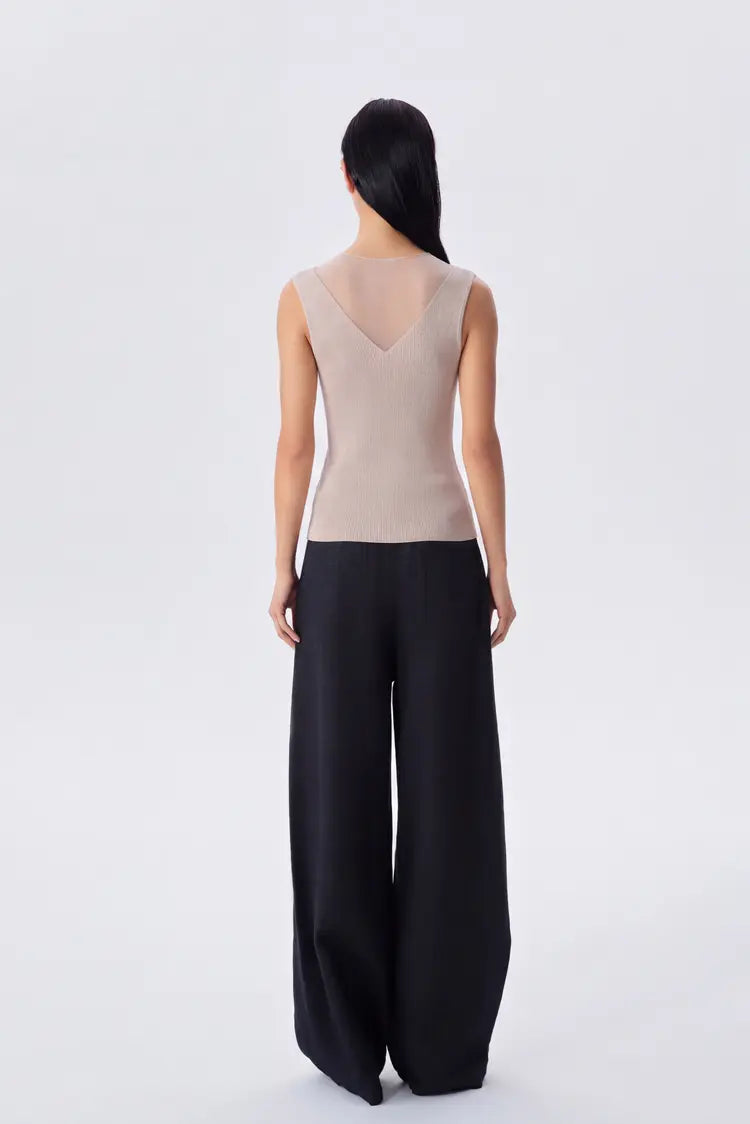 Becca Sleeveless Knit Top Contrast Yarn