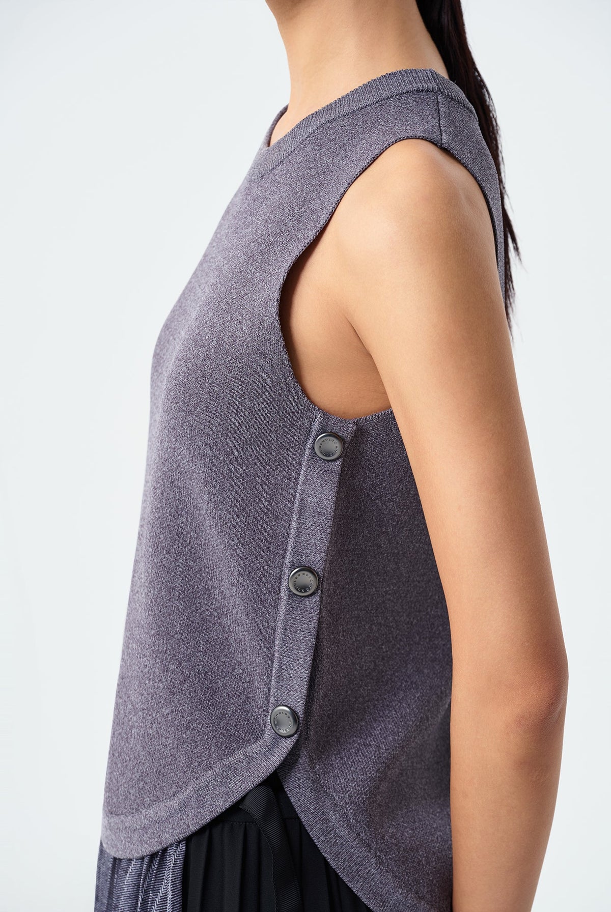 River Button Detail Knit Vest Top
