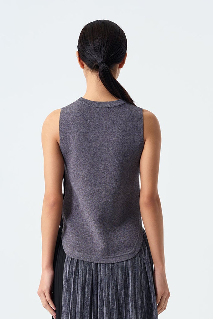 River Button Detail Knit Vest Top