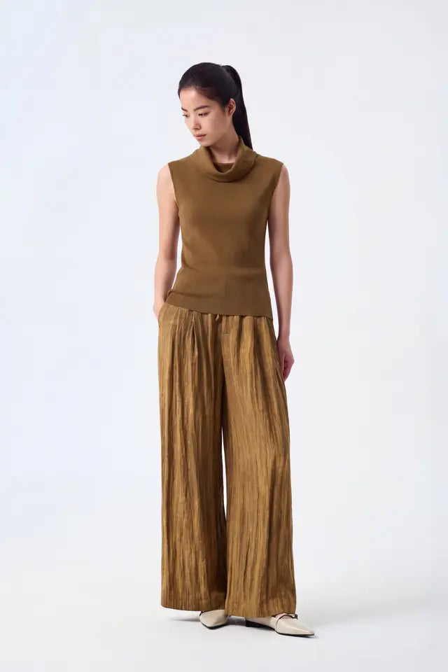 Leona Sleeveless Cowl-Neck Knit Top