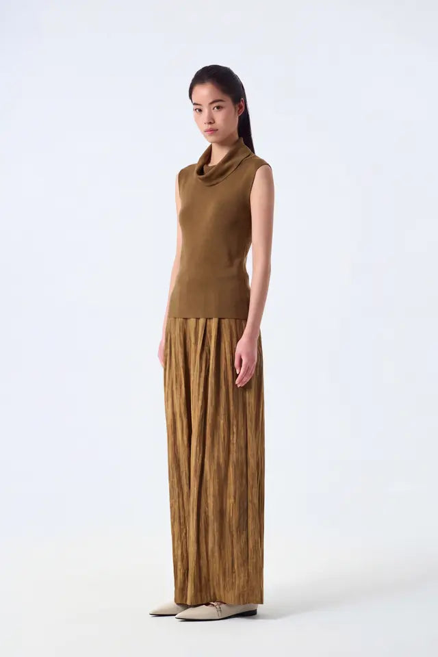 Leona Sleeveless Cowl-Neck Knit Top