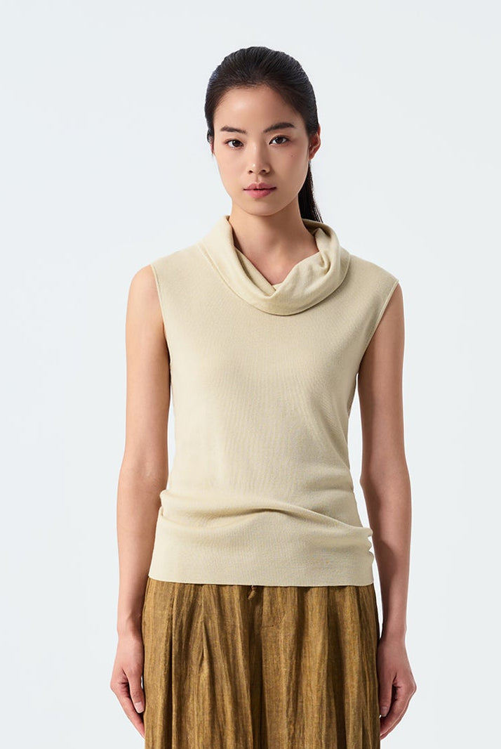 Leona Sleeveless Cowl-Neck Knit Top