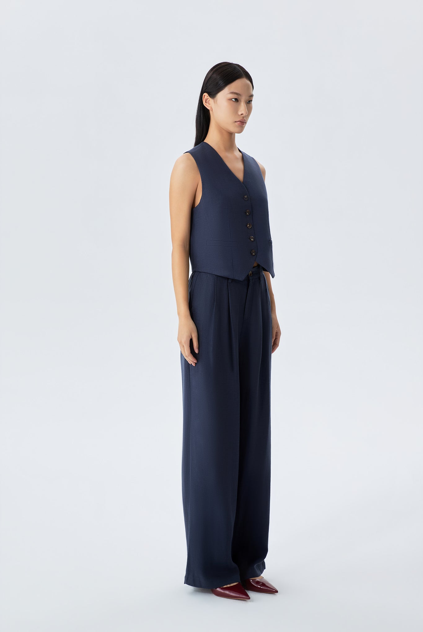 Double-Pleated Wide-Leg Trousers