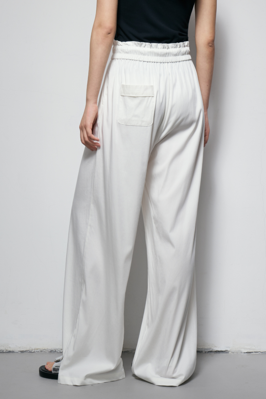 Wide-leg Elasticated Trousers