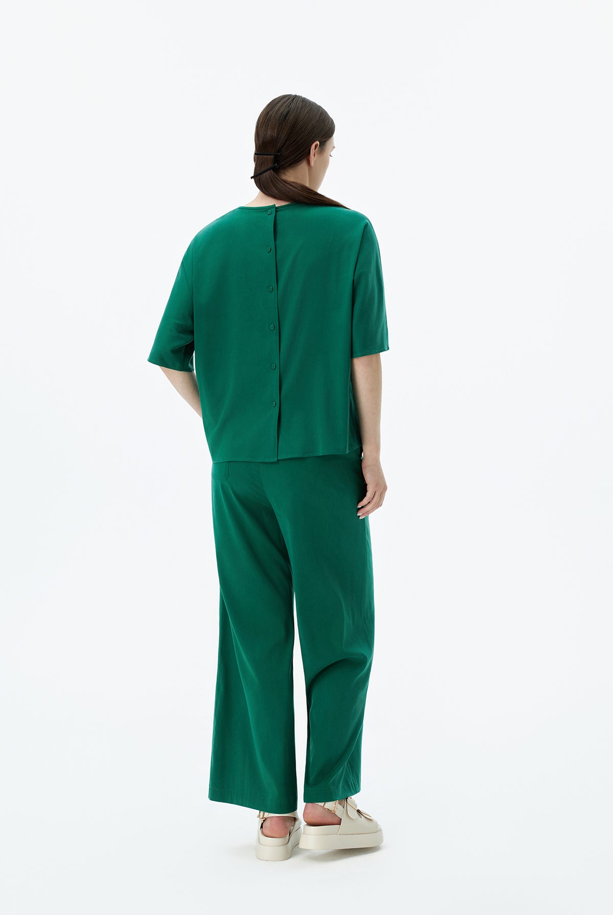 Wide-leg Elasticated Trousers