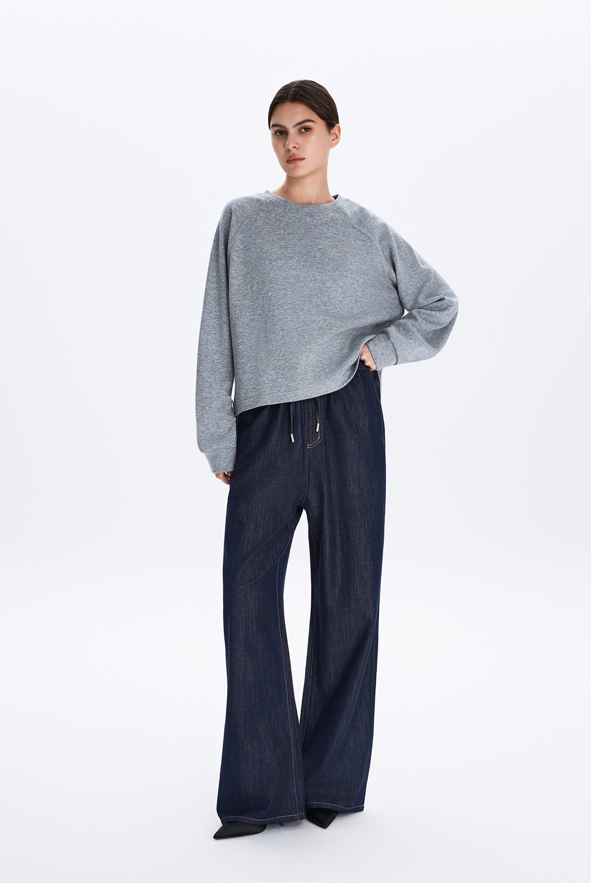 Drawstring Wide Leg Jeans