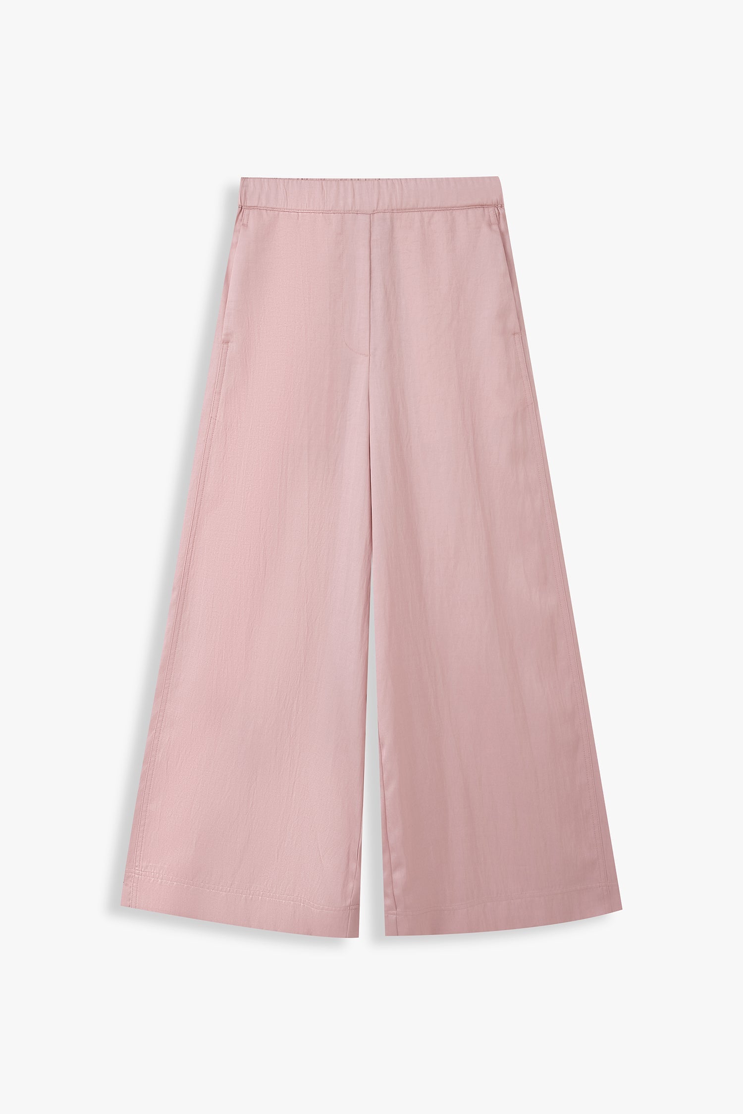 Amelia Elastic-Back Wide-Leg Pants