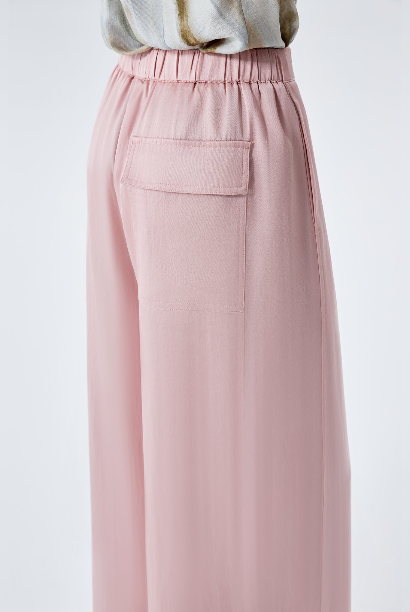 Amelia Elastic-Back Wide-Leg Pants