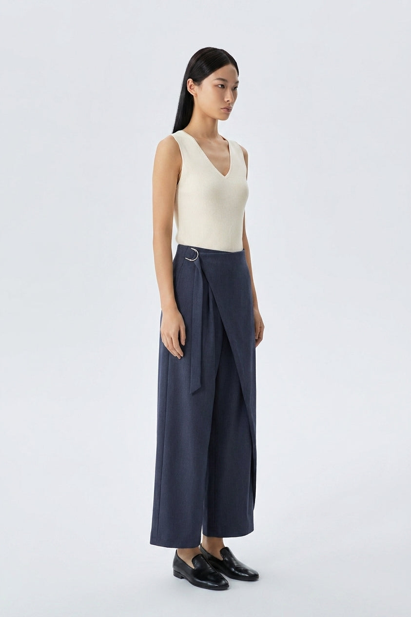 Claire Wrap Front Wide Leg Trousers