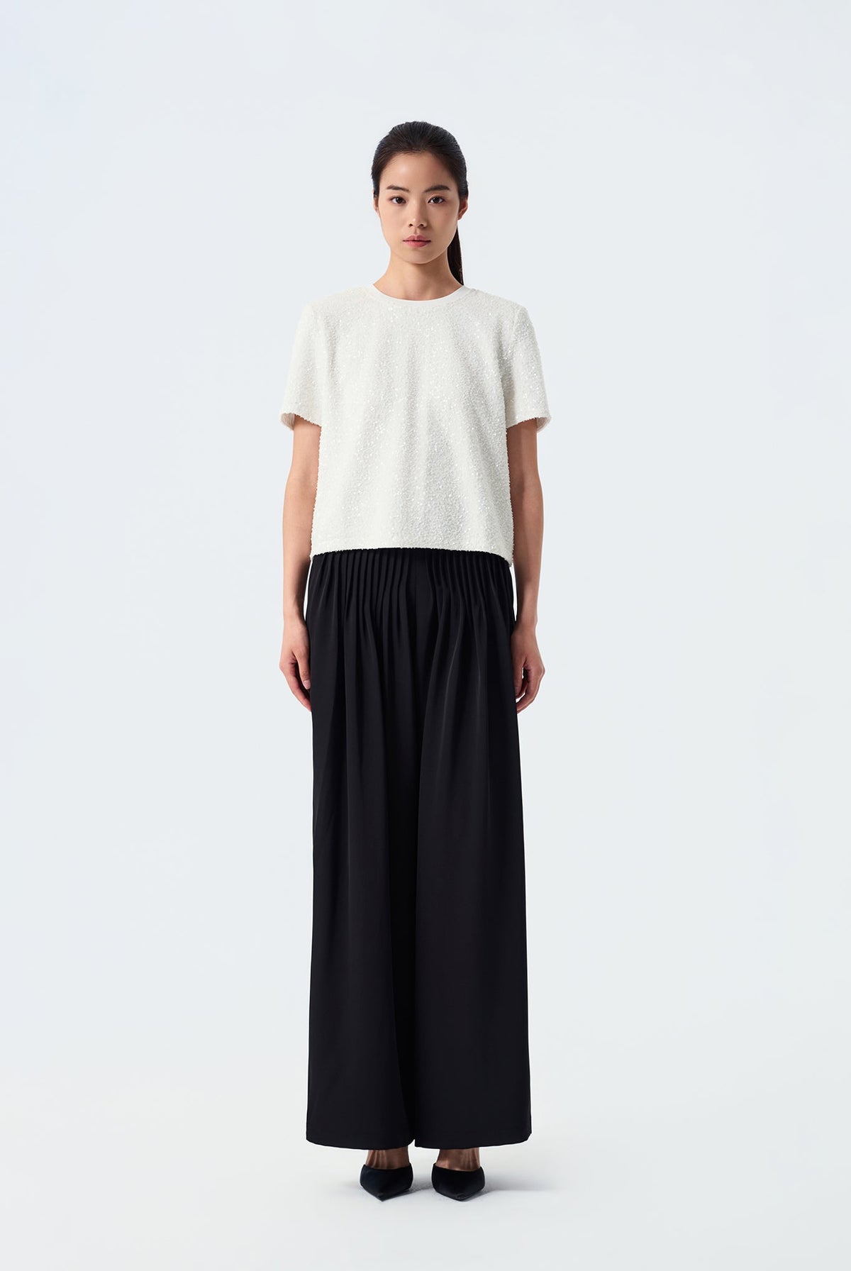 Kimber Accordion-Pleated Waist Pants