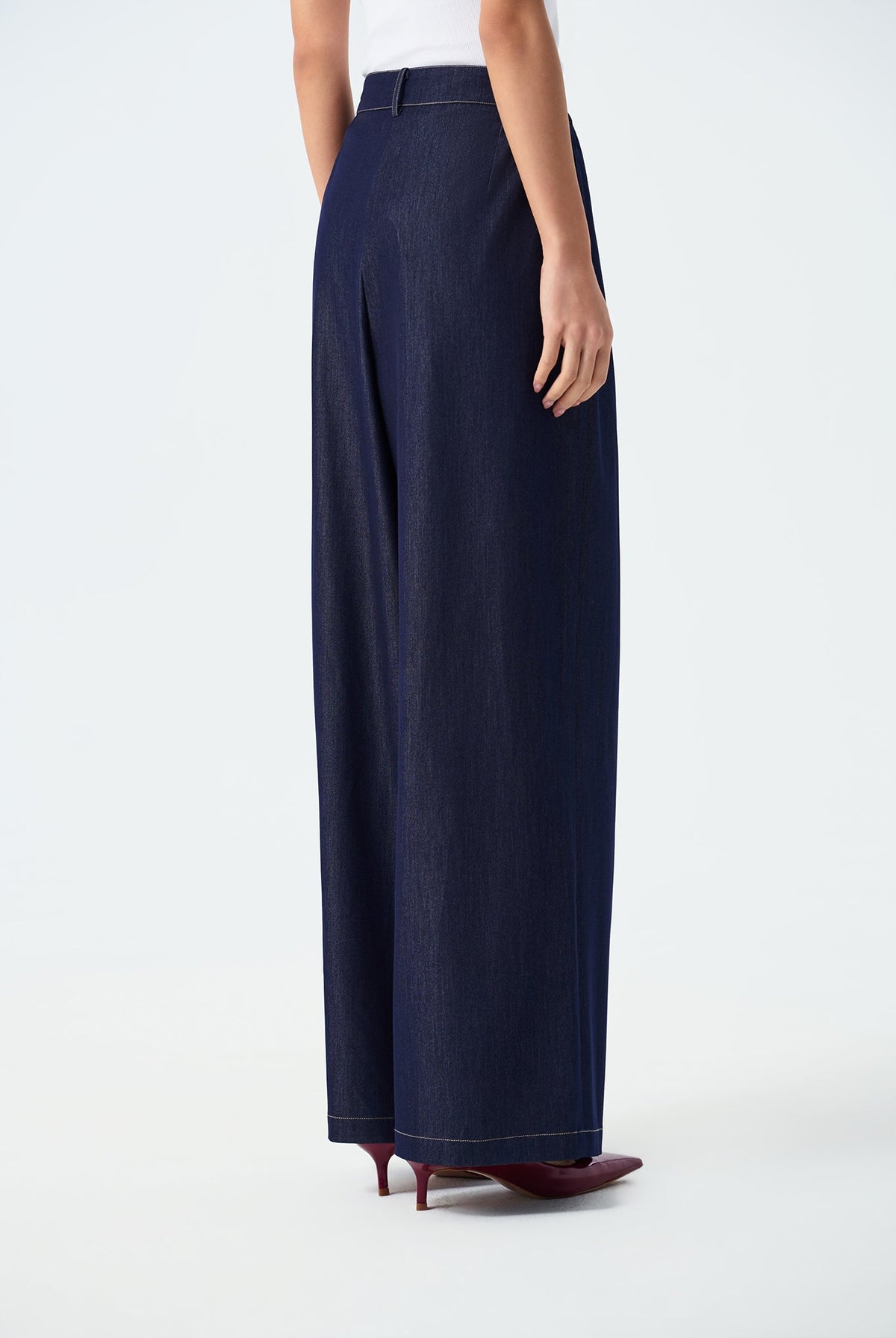Evie Double-Pleated Wide Leg Trousers